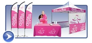 Girls on the run banners, table cover and tent. March Arch Madness Sale.