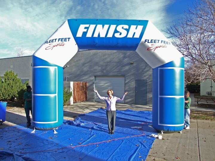 Fleet Feet Sports Cyan & White Inflatable Race Arch - Boulder Blimp