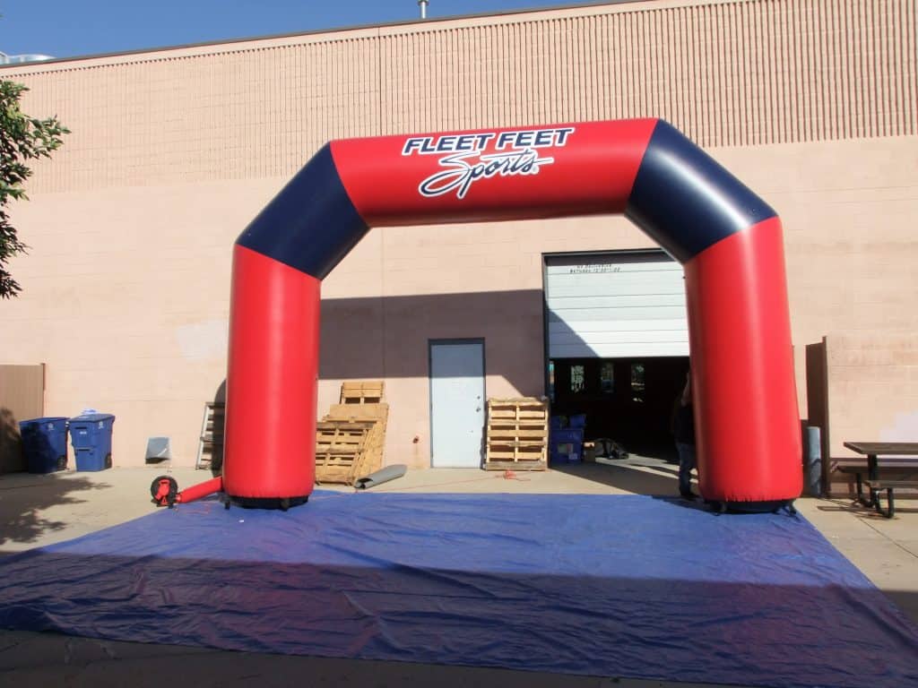 Fleet Feet Sports Red & Blue Inflatable Race Arch - Boulder Blimp