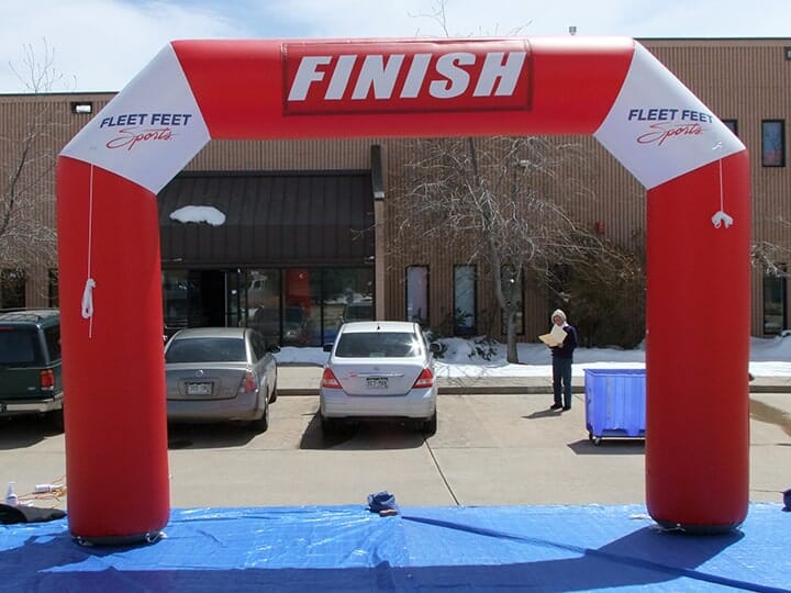 Fleet Feet Sports Red & White Inflatable Arch - Boulder Blimp