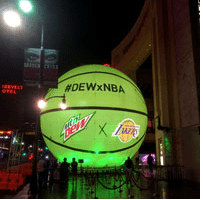 Mountain Dew Lakers NBA Inflatable Basketball w: Lights Boulder Blimp Sports Inflatable