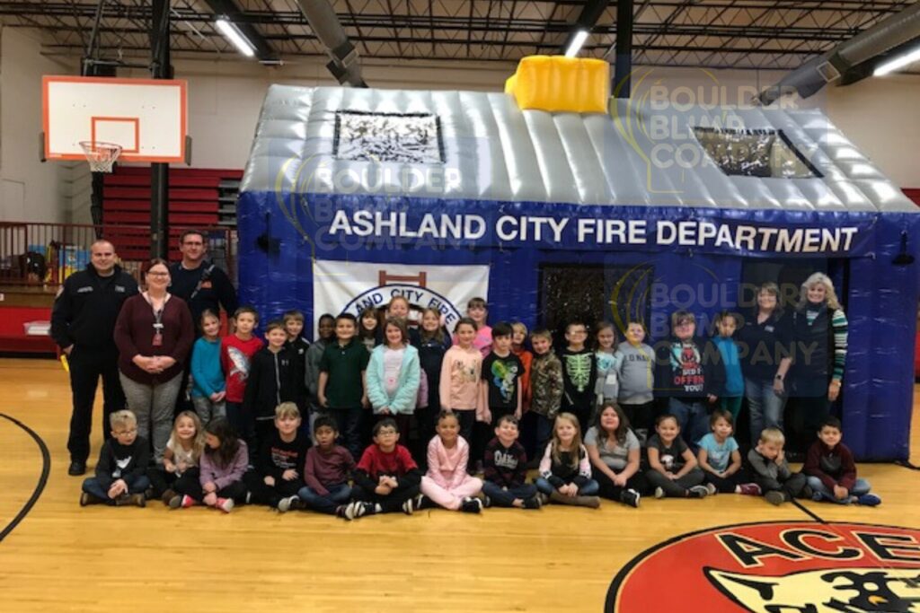 Ashland City Fire Department Custom Inflatable Fire Education House in Gym